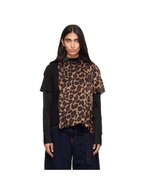 sacai Black & Beige Leopard Jersey T-Shirt