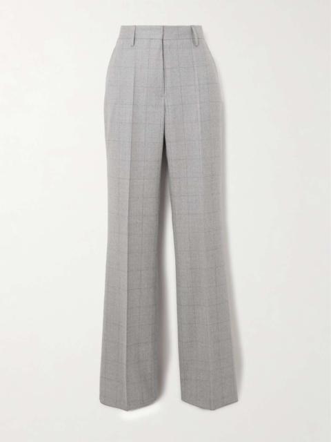 Checked wool-flannel straight-leg pants