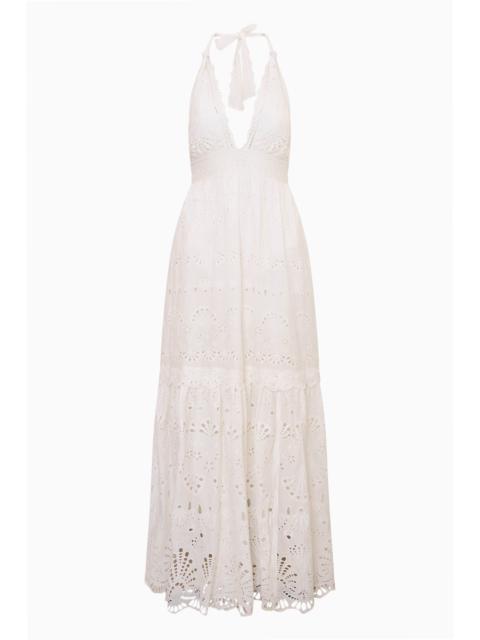 LoveShackFancy Trix Eyelet Halter Maxi Dress