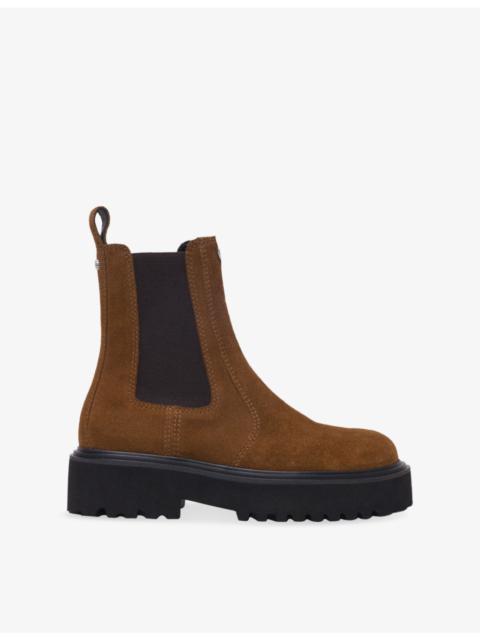 maje Brand-Plaque Suede Chelsea Boots