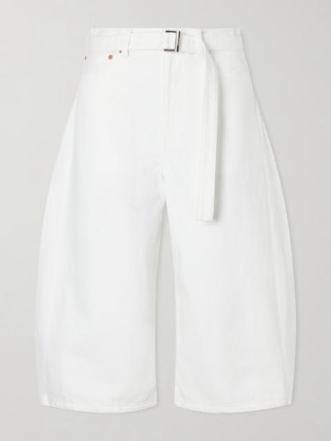 sacai Belted Cropped High-rise Barrel-leg Jeans