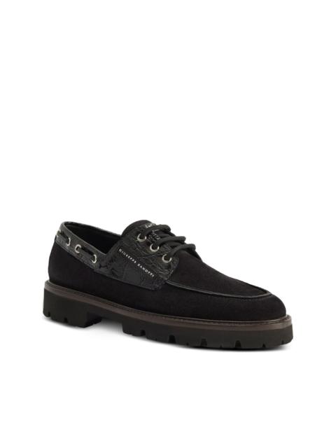 Giuseppe Zanotti crocodile-effect suede lace-up boat shoes
