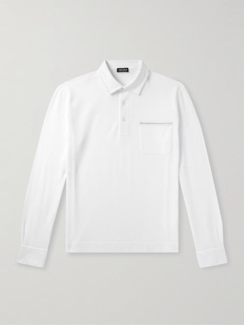 ZEGNA Logo-Appliquéd Cotton-Piqué Polo Shirt