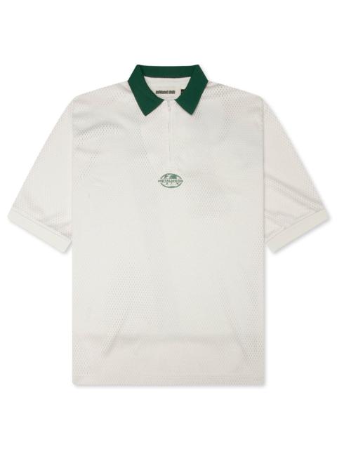 Metalwood Studio QUARTER ZIP JERSEY POLO - NATURAL