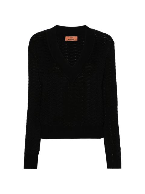 zigzag V-neck jumper