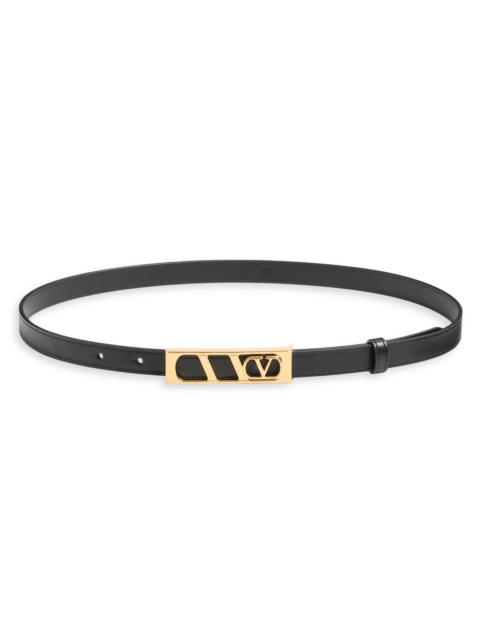 Valentino Women's Vlogo Signature Belt In Shiny Calfskin 15 MM - Black