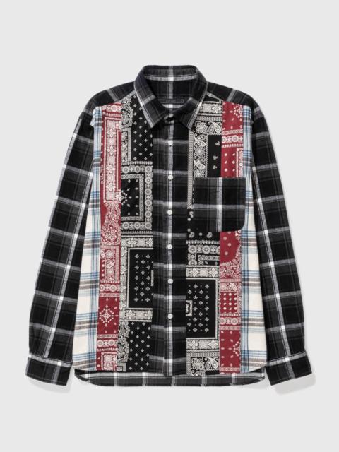 SOPHNET. VERTICAL PANELLED REGULAR COLLAR BIG SHIRT