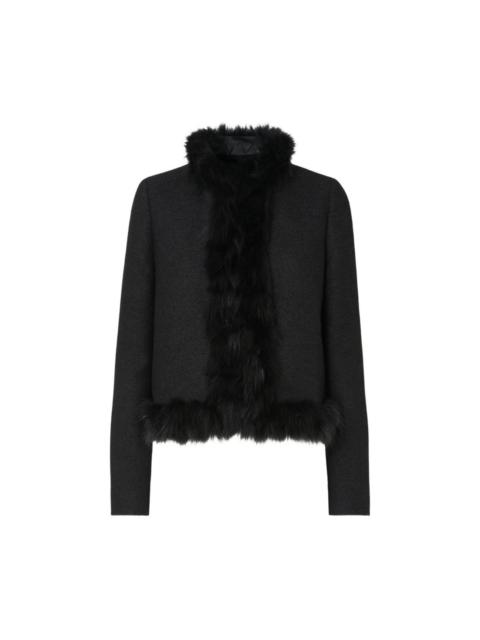 FENDI Shearling trim wool jacket