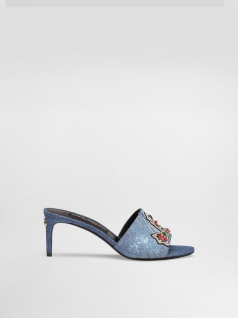 Dolce & Gabbana Denim sandals with patches and embroidery
