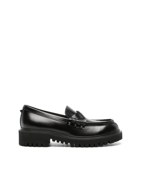 Valentino Rockstud-embellished leather loafers
