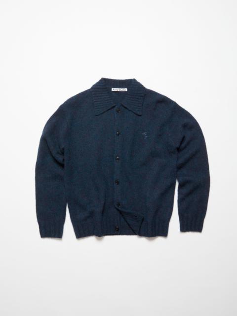 Polo wool cardigan - Deep blue melange