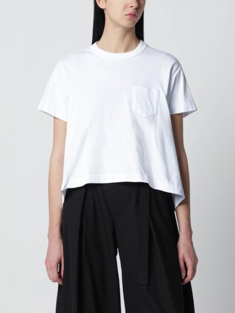 sacai White cropped cotton T-shirt