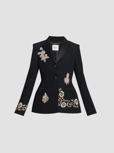 Erdem EMBROIDERED GRAIN DE POUDRE SINGLE BREASTED BLAZER