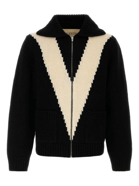 Valentino chevron-pattern wool cardigan