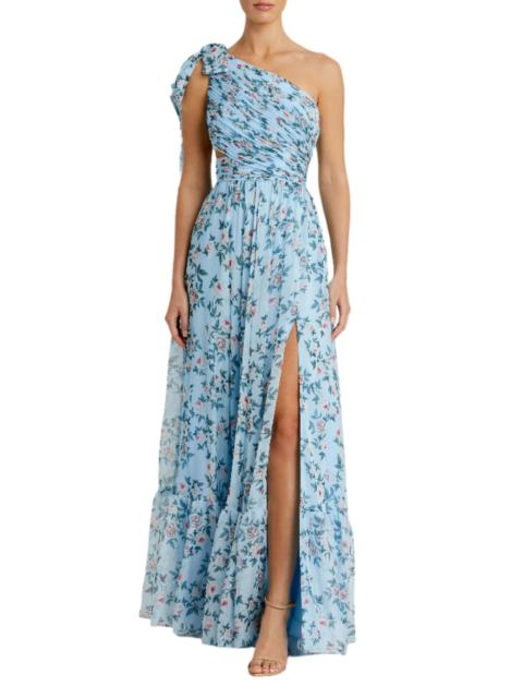 MAC DUGGAL Women's Ieena Floral Chiffon Gown - Aqua Multi