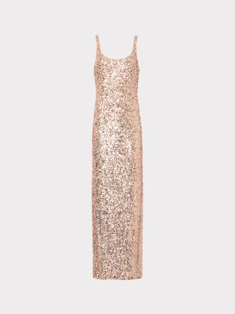 MILLY Tatum Stretch Shimmer Sequins Scoop Neck Dress