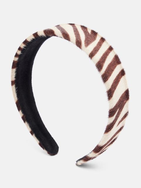 Jennifer Behr Calf hair zebra-print headband