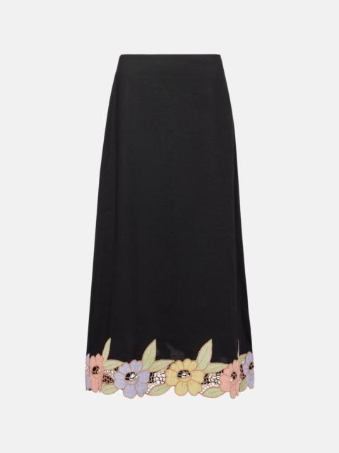 RIXO Serano cutout linen-blend top