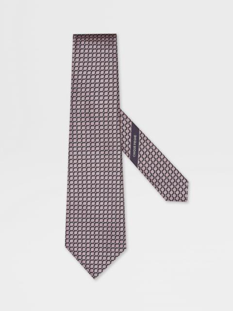 ZEGNA PINK CINQUE PIEGHE SILK TIE