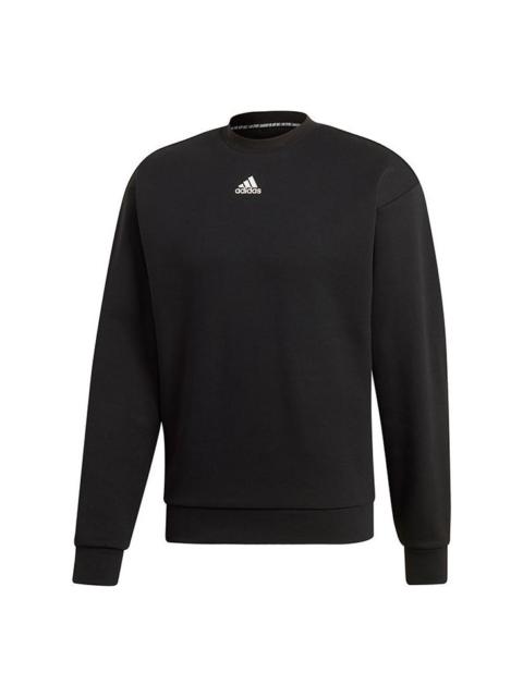 adidas M Mh 3s Crew Casual Sports Solid Color Round Neck Black DX7654