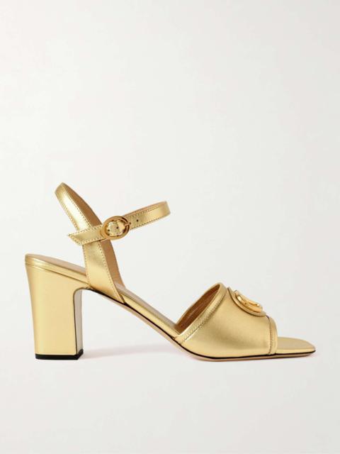 VLogo 70 embellished metallic leather sandals Gold