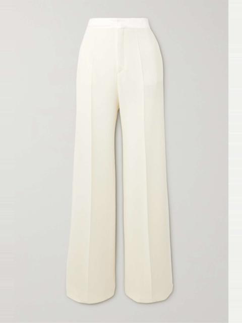 Chloé Satin-trimmed wool-crepe straight-leg pants