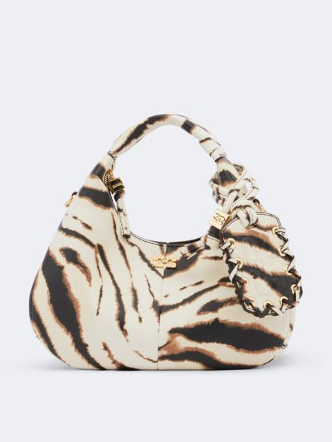 GANNI Mini zebra-printed tote bag