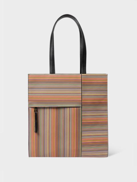 Paul Smith Leather 'Signature Stripe' Tote Bag