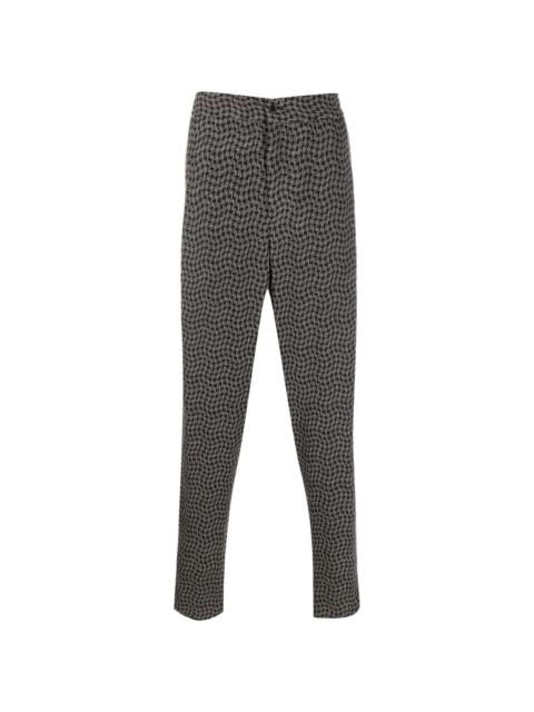 drop-crotch tapered-leg trousers