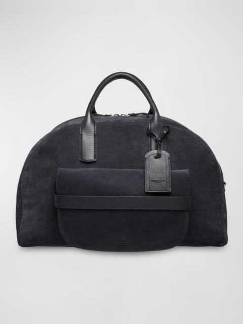 Men's Suede and Leather Duffel Bag