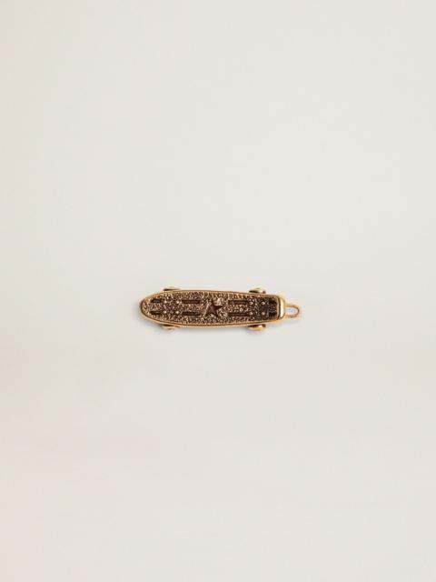 Golden Goose Men's lace accessory in old gold color in the shape of a skateboard