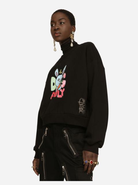 Cropped sweatshirt with Gianpiero D’Alessandro print