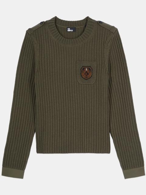 The Kooples KHAKI RIBBED KNIT SWEATER