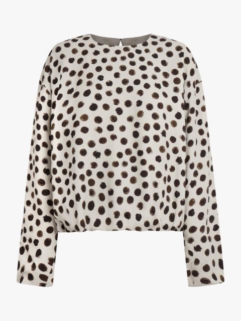 Dries Van Noten CAPO POLKA DOT PRINT L/S TOP | ECRU/BROWN