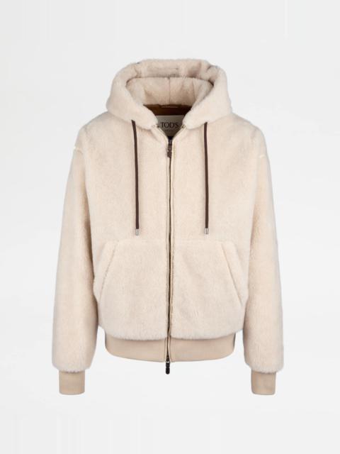 Tod's JACKET IN WOOL AND SILK - OFF WHITE