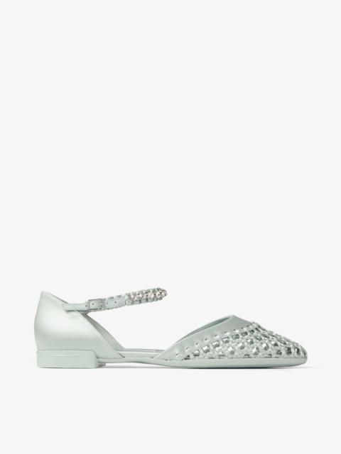 Dila Ballerina
Light Verde Satin Ballet Flats with Crystal Embellishment