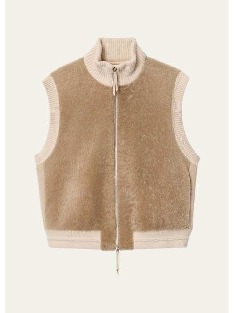 Lafayette 148 New York x The Morning Show Shearling & Camel Hair Vest