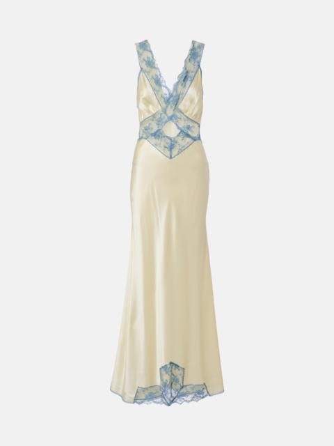 SIR. Lace-trimmed silk maxi dress