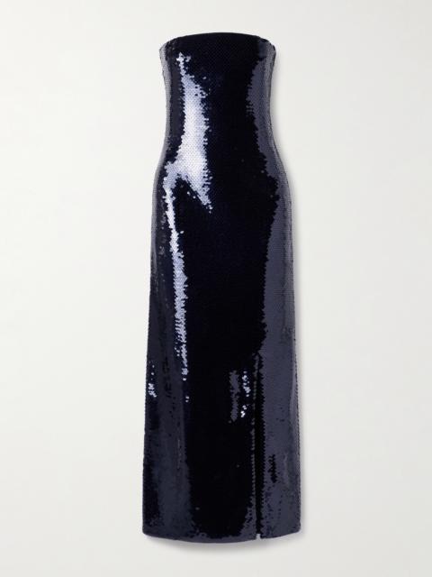 Bottega Veneta Strapless Sequin-embellished Recycled-tulle Maxi Dress