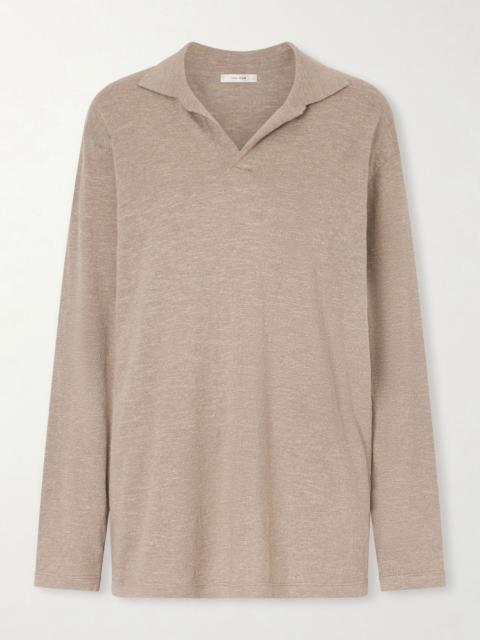 The Row Niosa cotton and linen-blend polo shirt Beige