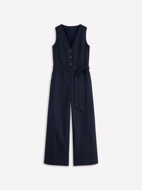 BODEN Laura V-neck Linen Jumpsuit-Navy