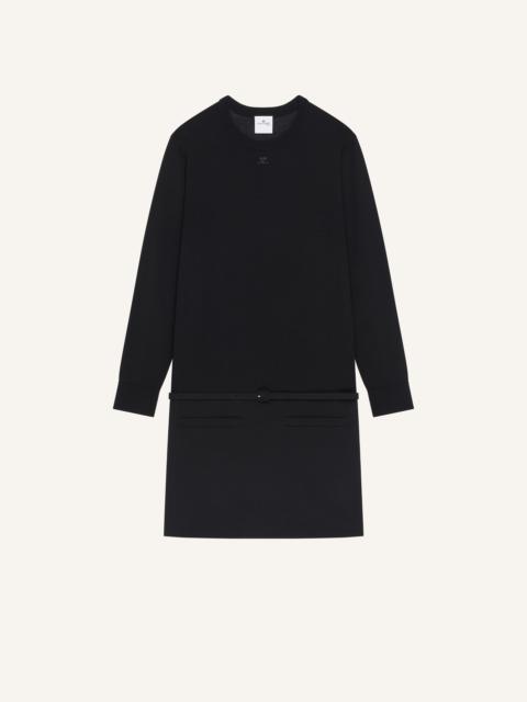 courrèges BI-MATERIAL BELTED DRESS