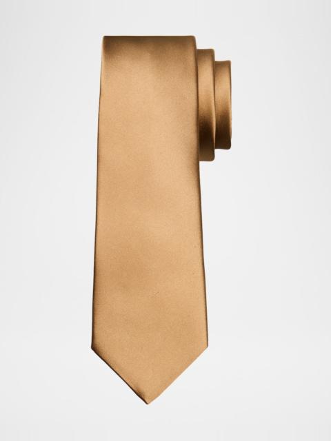 SAINT LAURENT Men's Solid Silk Satin Tie