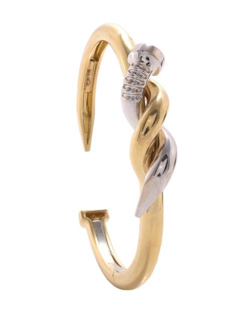 DAVID WEBB Two Tone Twisted Nail Cuff Bracelet