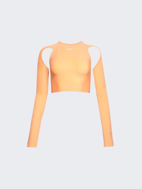 Off-White Sleek Long Sleeve Crop Top Peach Orange