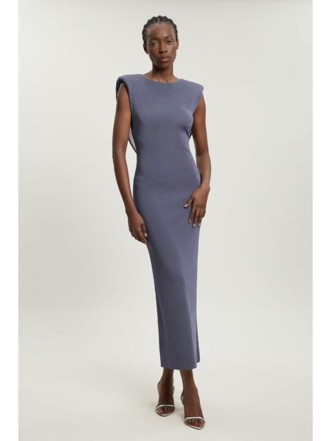 KAREN MILLEN Viscose Blend Slinky Drape Plunge Back Knit Maxi Dress
