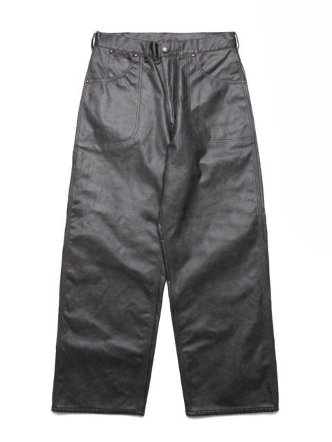 BEAMS PLUS Painter Pants Lined Aged Fake Leather - Black