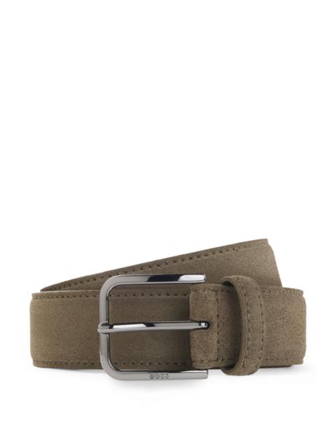 BOSS LEATHER BUSINESS BELT WITH POLISHED GUNMETAL BUCKLE