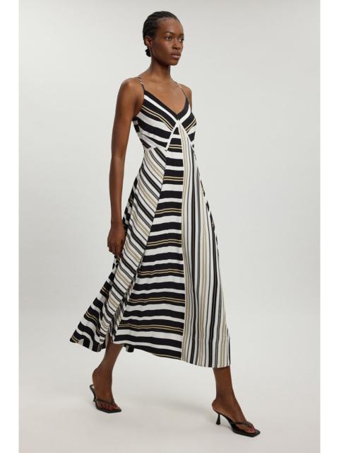 KAREN MILLEN Contrast Stripe Viscose Strappy Dress