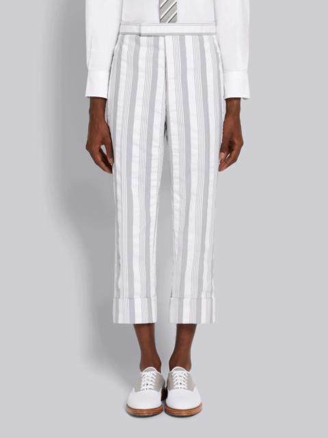 Thom Browne Medium Grey Stripe Seersucker Backstrap Low Rise Drop Crotch Trouser